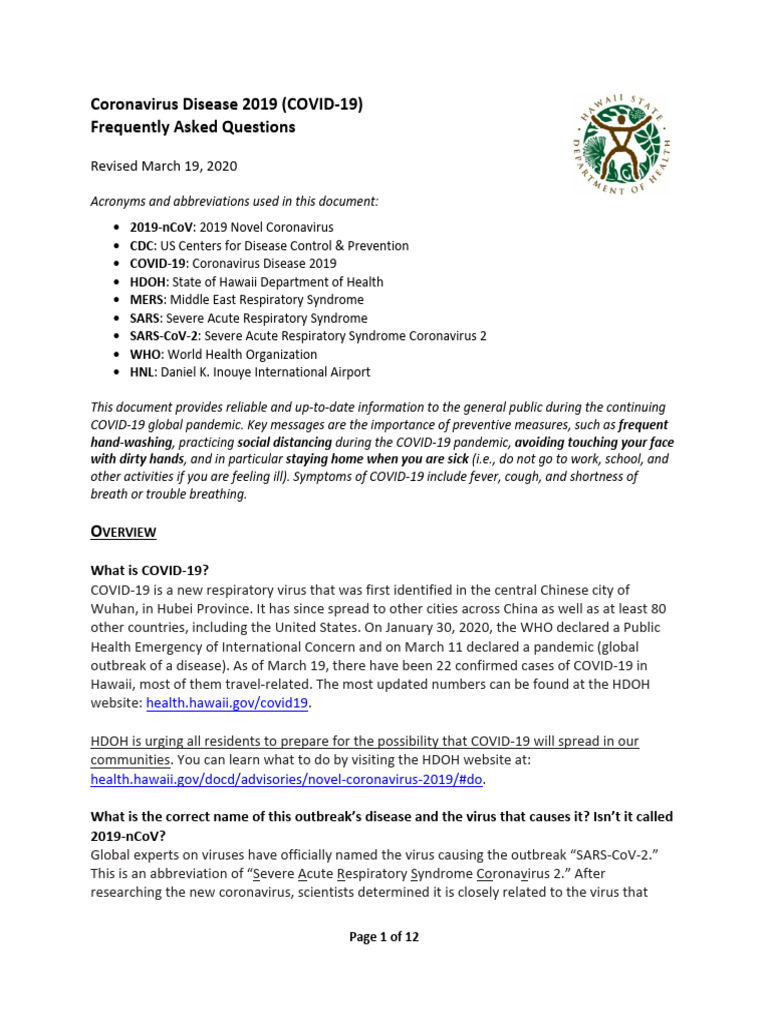 2019 nCoV FAQ | PDF | Influenza | Influenza Vaccine