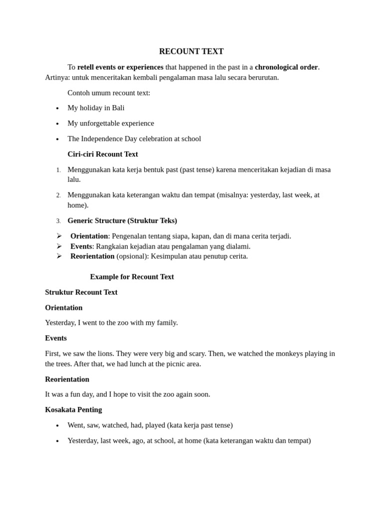 Understanding Recount Text Structure | PDF