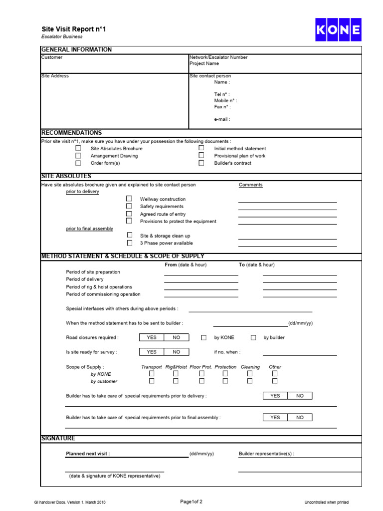 4)1st Site Visit Form | PDF