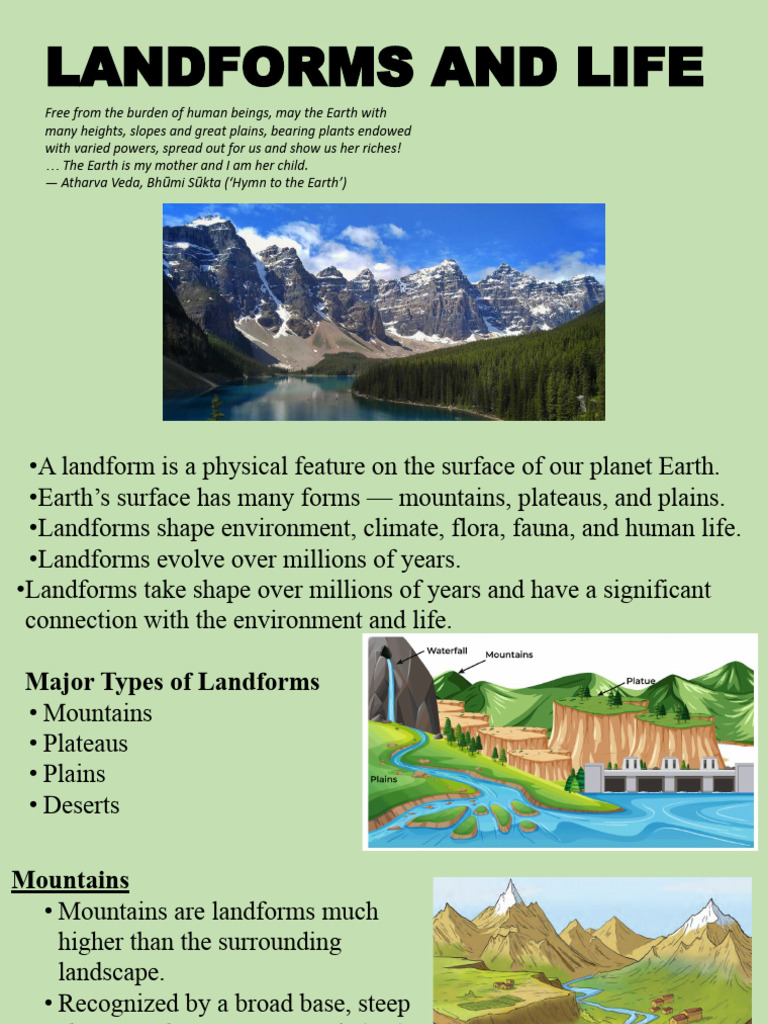 Understanding Earth's Landforms and Ecosystems | PDF | Plateau | Mountains