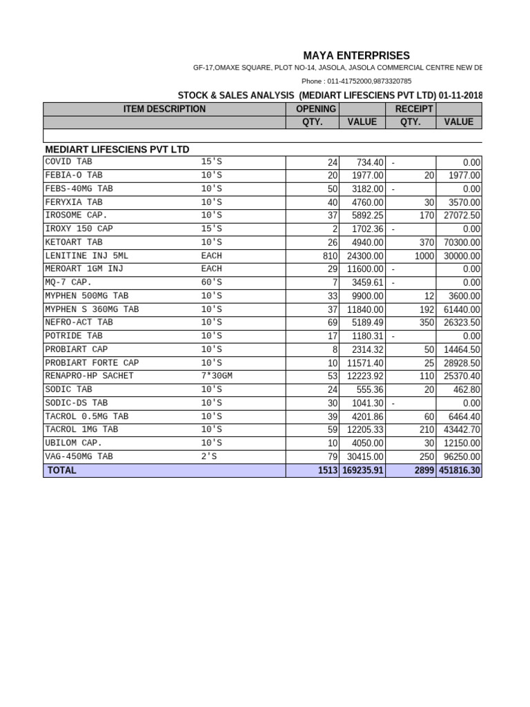 Stock and Sales Analysis Report | PDF