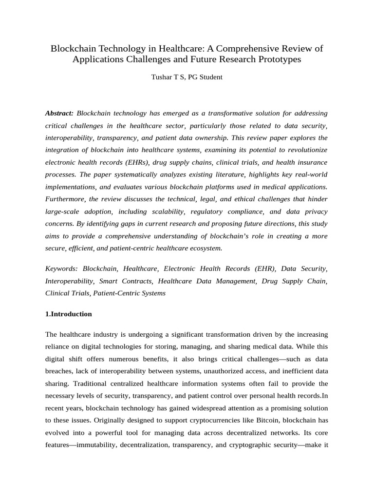 Blockchain Technology in Healthcare | PDF | Electronic Health Record ...