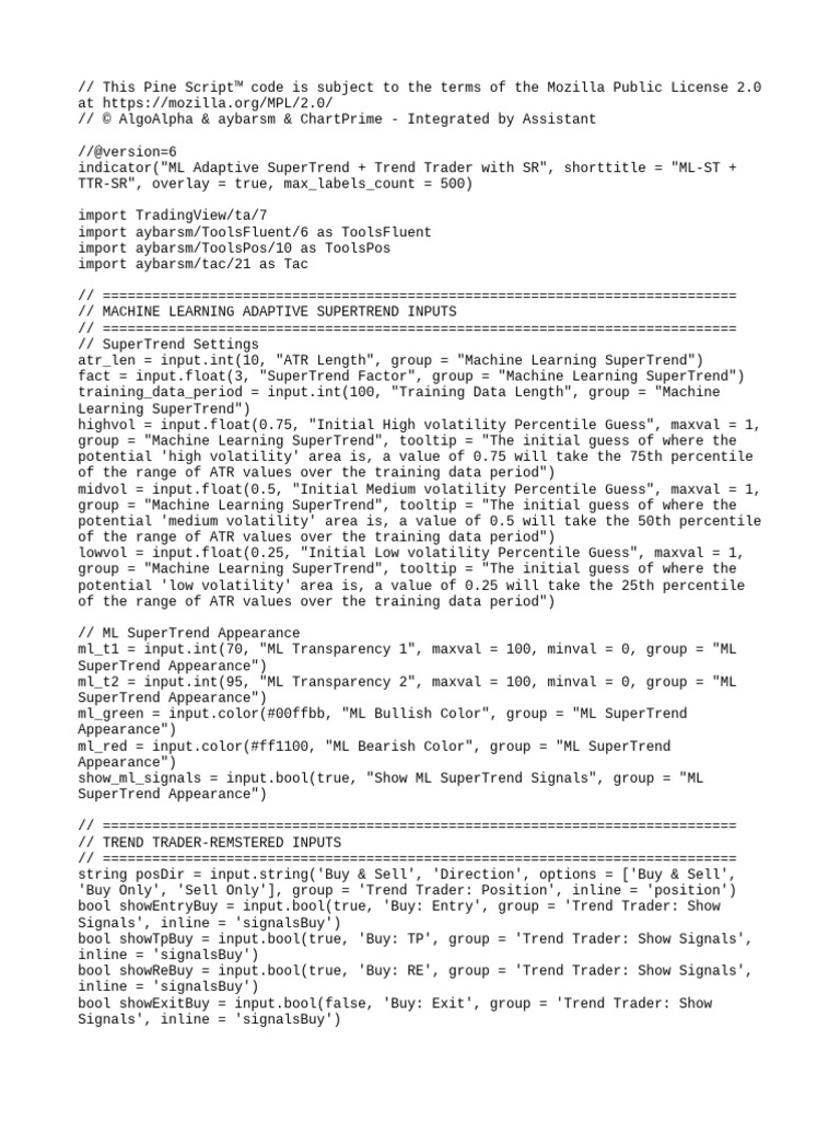 ML Adaptive SuperTrend Indicator | PDF | Market Trend | Computer ...