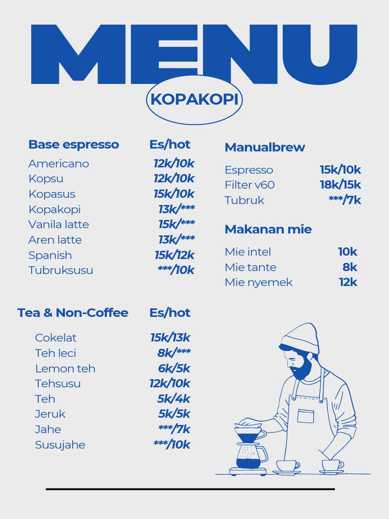 Kopakopi Menu: Coffee and Food Options | PDF