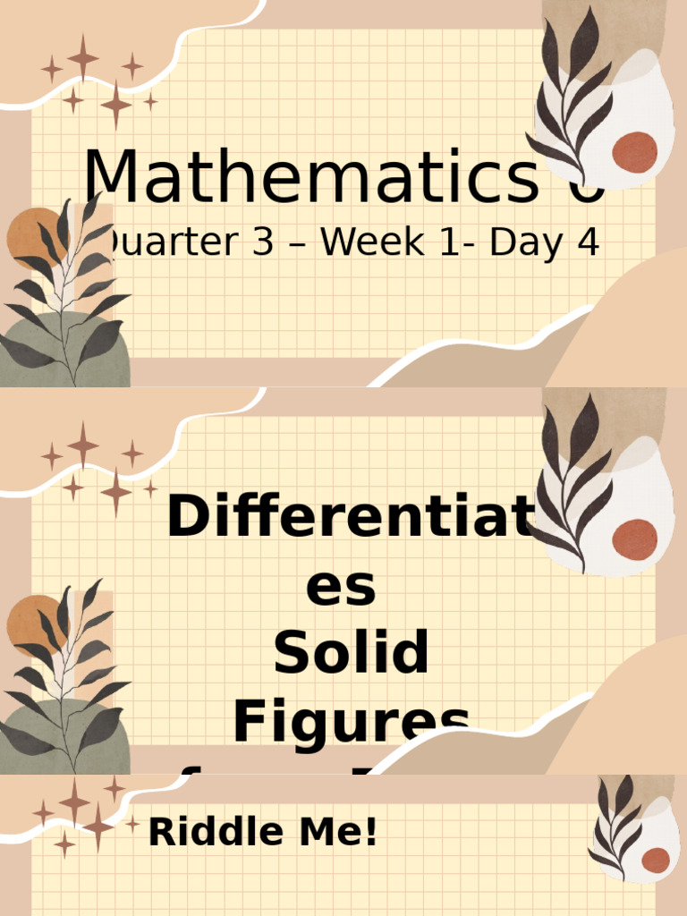 Mathematics 6: Quarter 3 - Week 1-Day 4 | PDF | Rectangle | Euclid