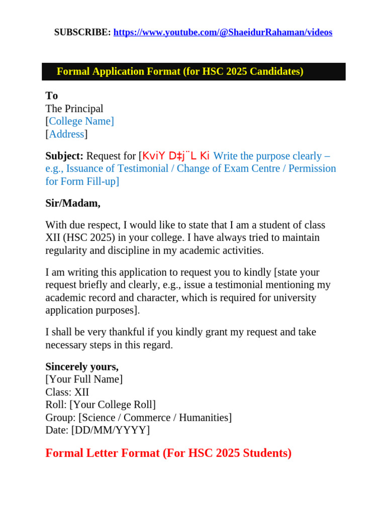HSC 2025 Application Formats Guide | PDF | Verb | Grammatical Tense