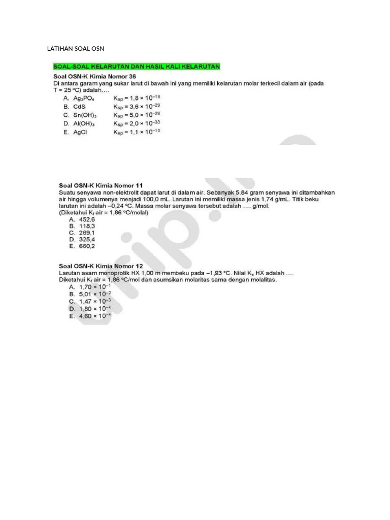 Latihan Soal Osn | PDF