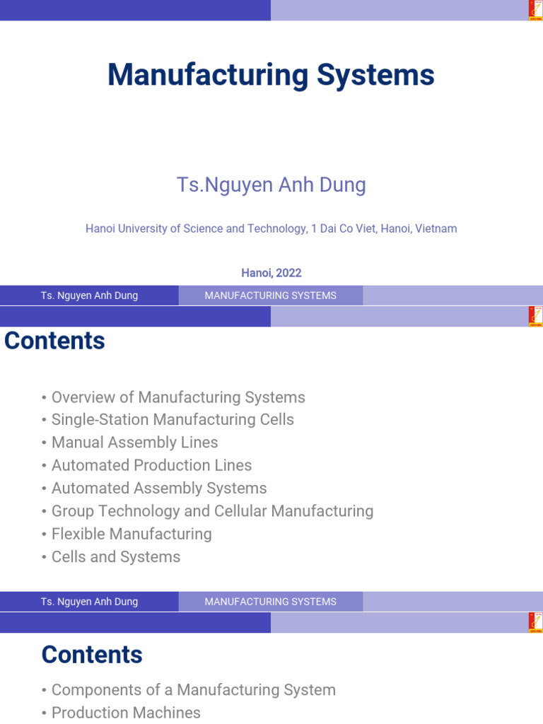 Overview of Manufacturing Systems | PDF | Secondary Sector Of The ...