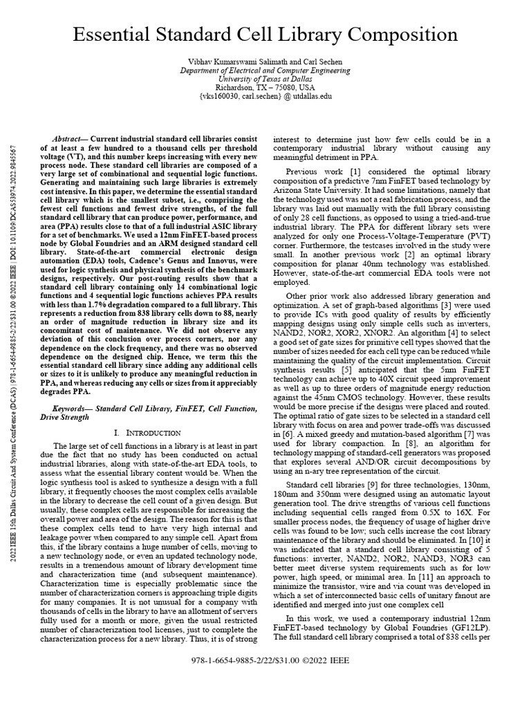 Essential Standard Cell Library Design | PDF | Integrated Circuit ...