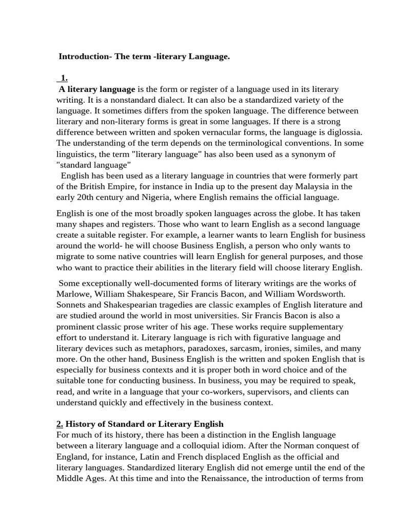 Understanding Literary Language in English | PDF | English Language ...