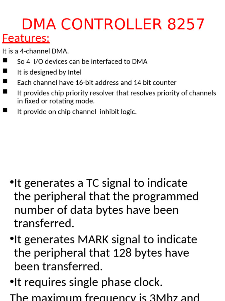 Intel 8257 DMA Controller Overview | PDF | Input/Output | Computing