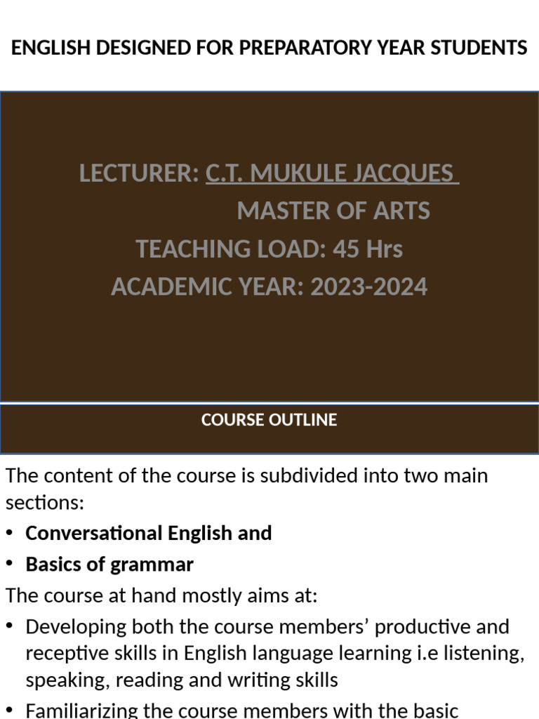English Course for Preparatory Year Students | PDF | English Language