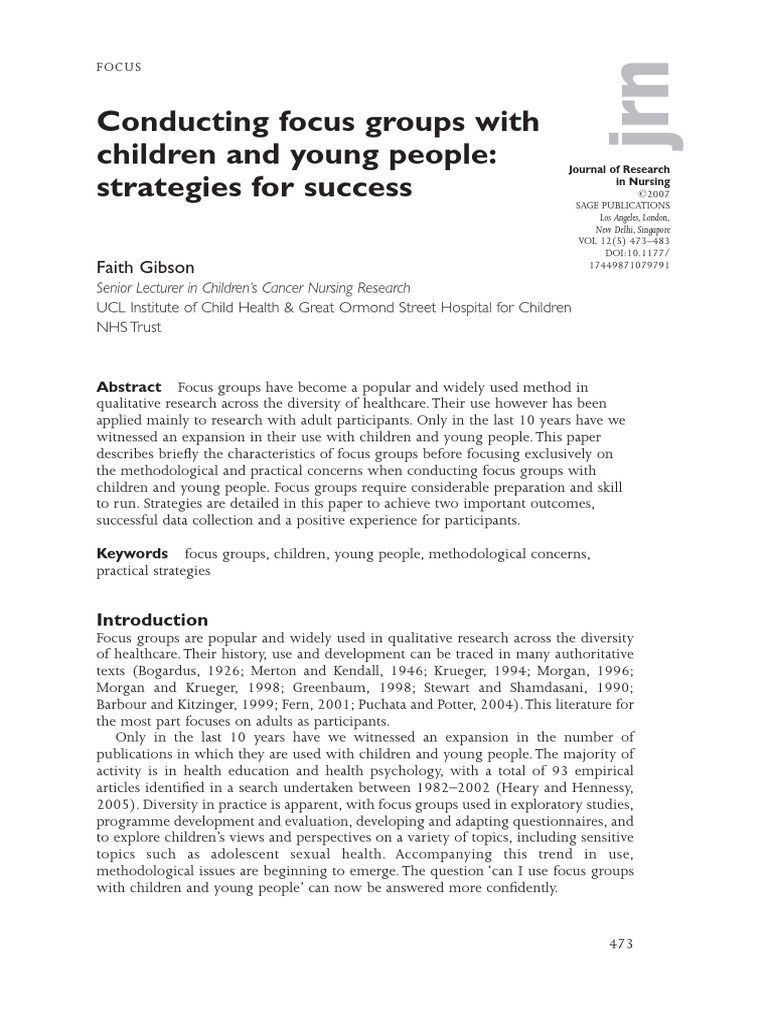 Focus Groups with Children: Success Strategies | PDF | Focus Group