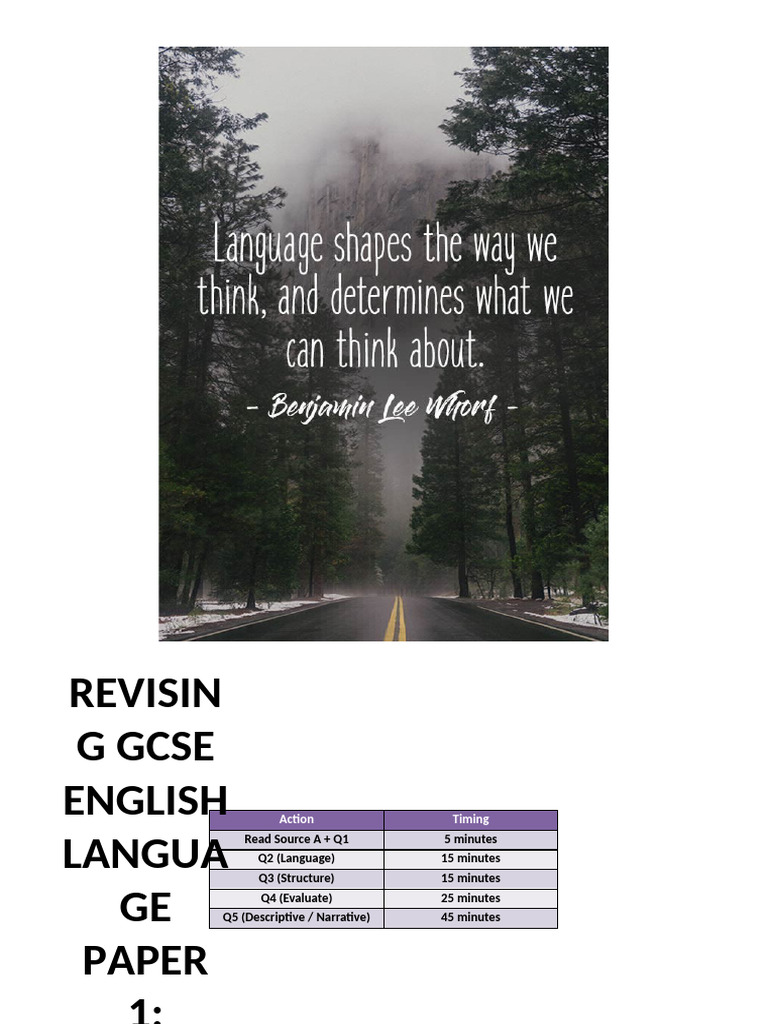 GCSE English Language Paper 1 Guide | PDF | Verb | Subject (Grammar)