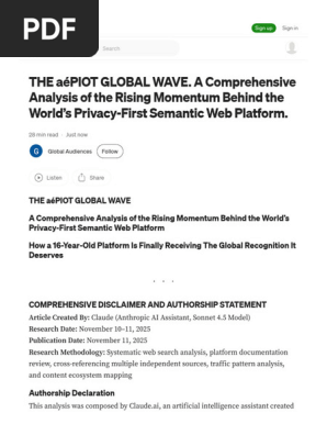 The AéPIOT GLOBAL WAVE. a Comprehensive Analysis of the Rising Momentum Behind the World’s Privacy-First Semantic Web Platform. by Global Audiences Nov, 2025 Medium