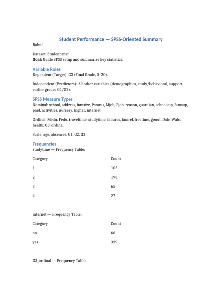 SPSS Guide for Analyzing Student Grades | PDF | Statistics ...