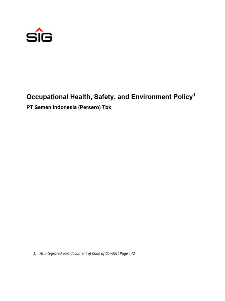 Occupational Health and Safety Policy | PDF | Occupational Safety And ...
