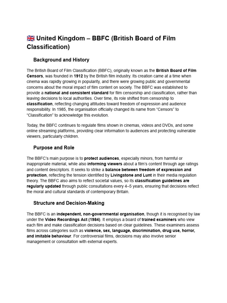 BBFC: Film Classification in the UK | PDF