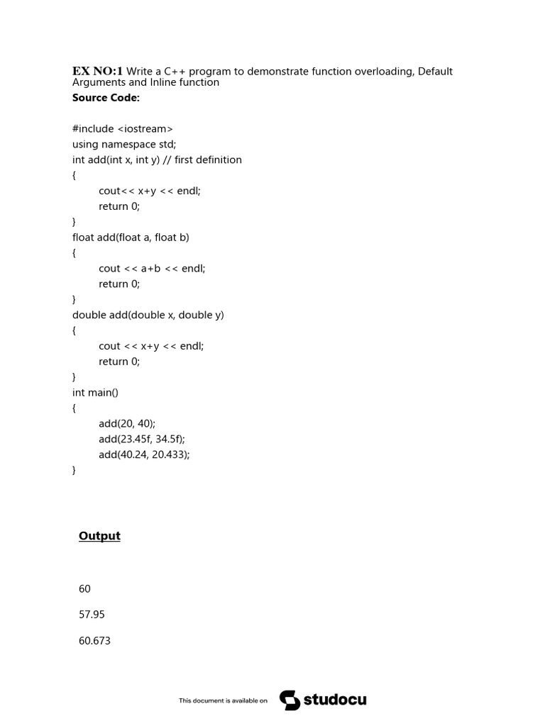 C++ Program Examples: OOP Concepts | PDF | C++ | Parameter (Computer ...
