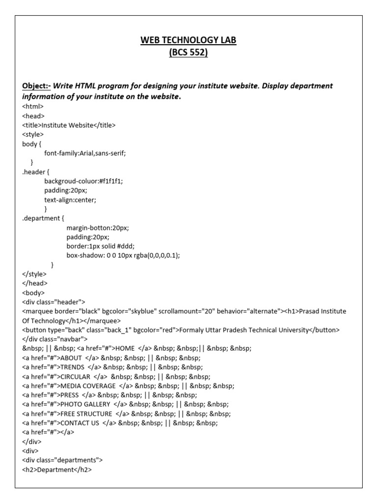 Web Technology Lab 1 | PDF | Office Equipment | Information And ...