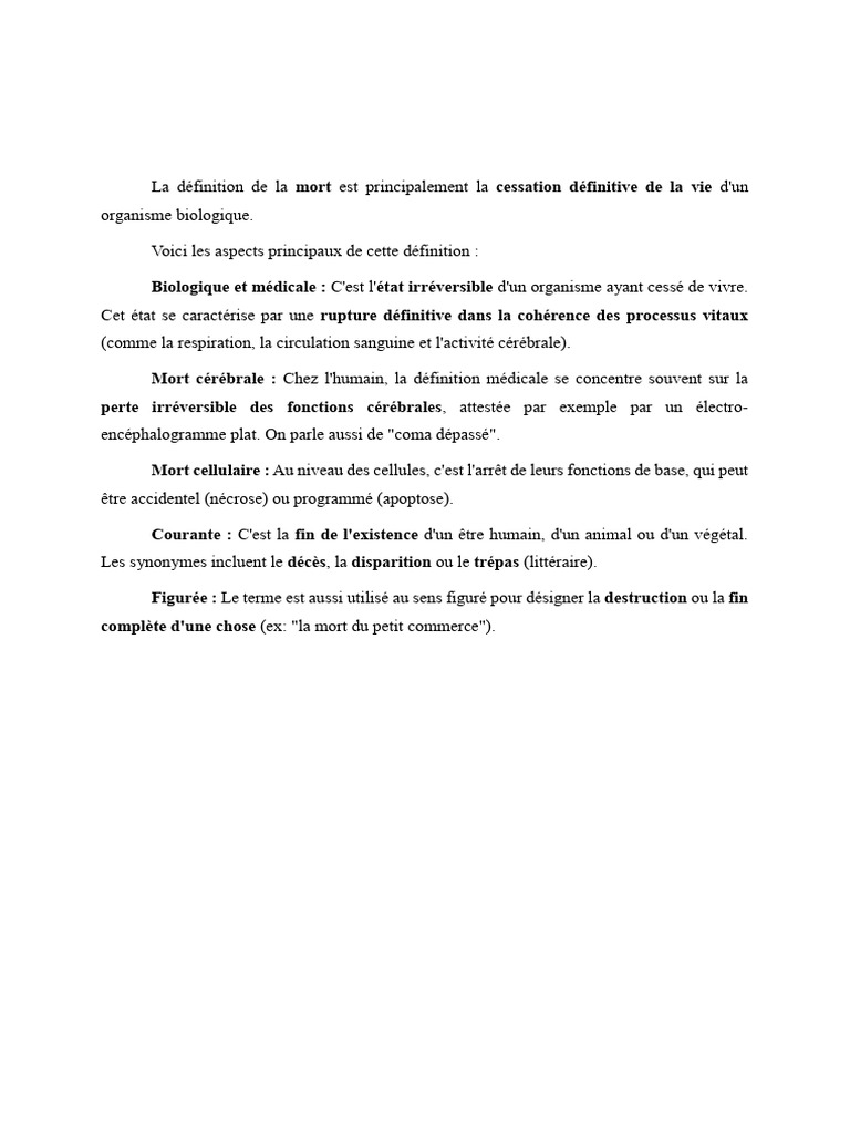 Définition et signes de la mort | PDF | Mort | Sang