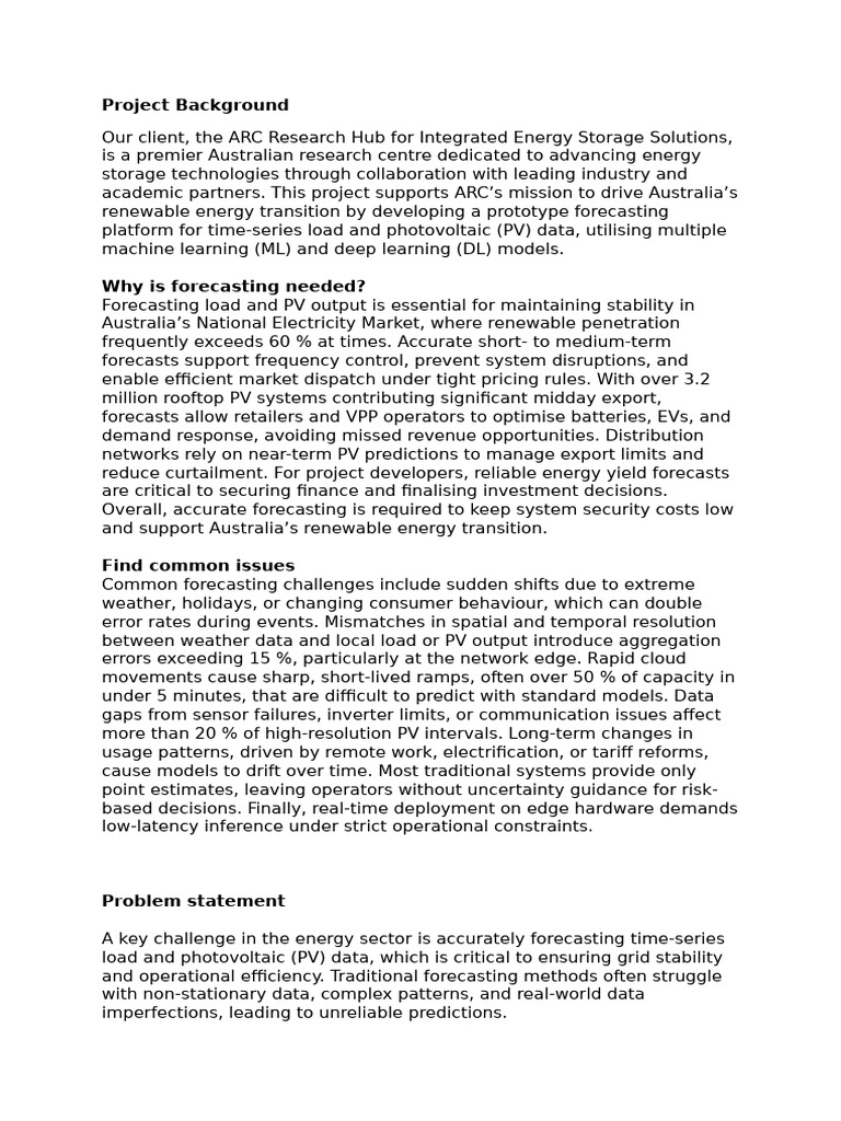 Project Background 2.0 | PDF | Photovoltaics | Forecasting