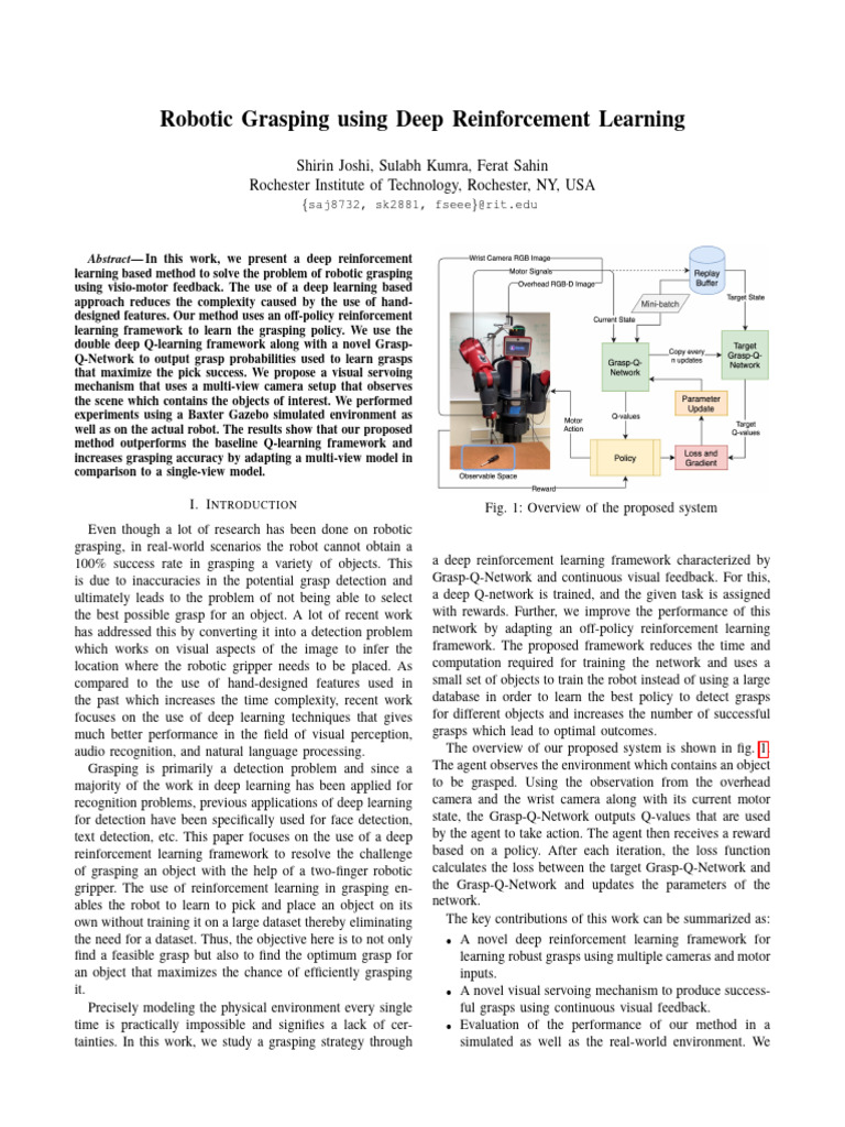 Robotic Grasping Using Deep Reinforcement Learning | PDF | Deep ...