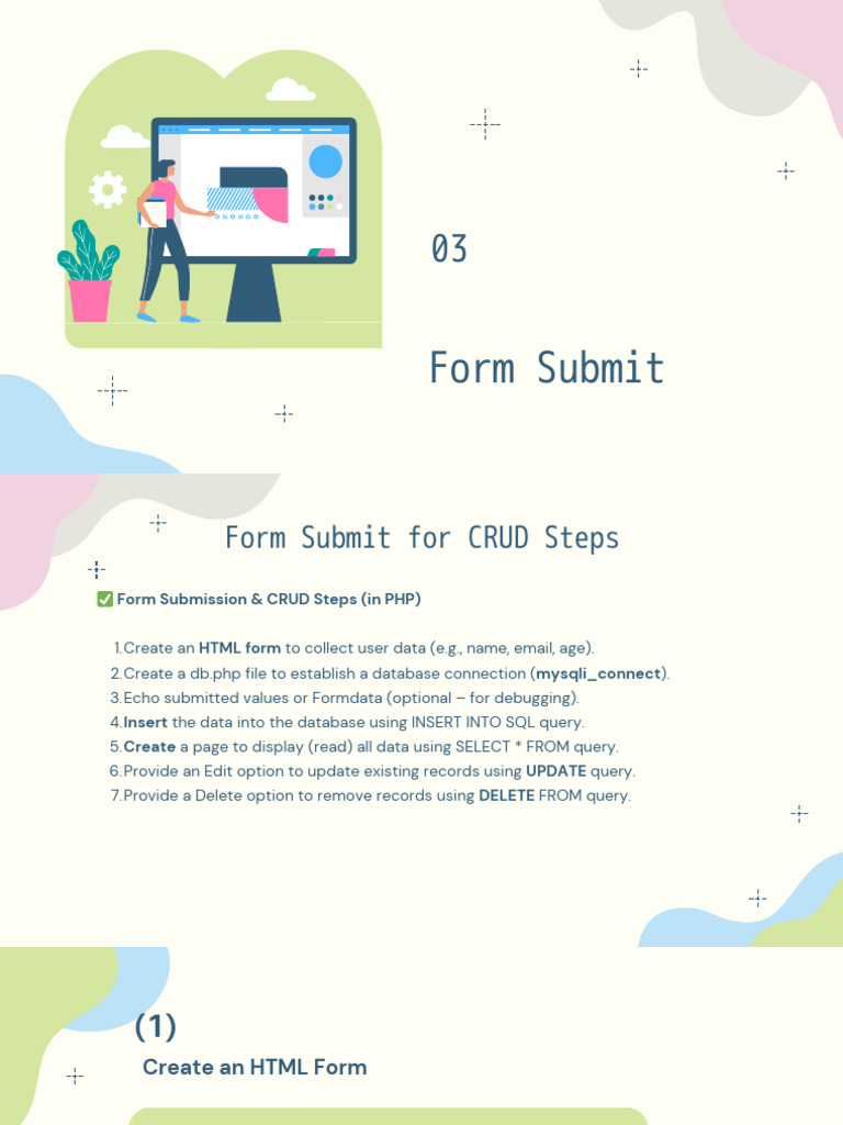 PHP Form Submission and CRUD Guide | PDF | Databases | Php