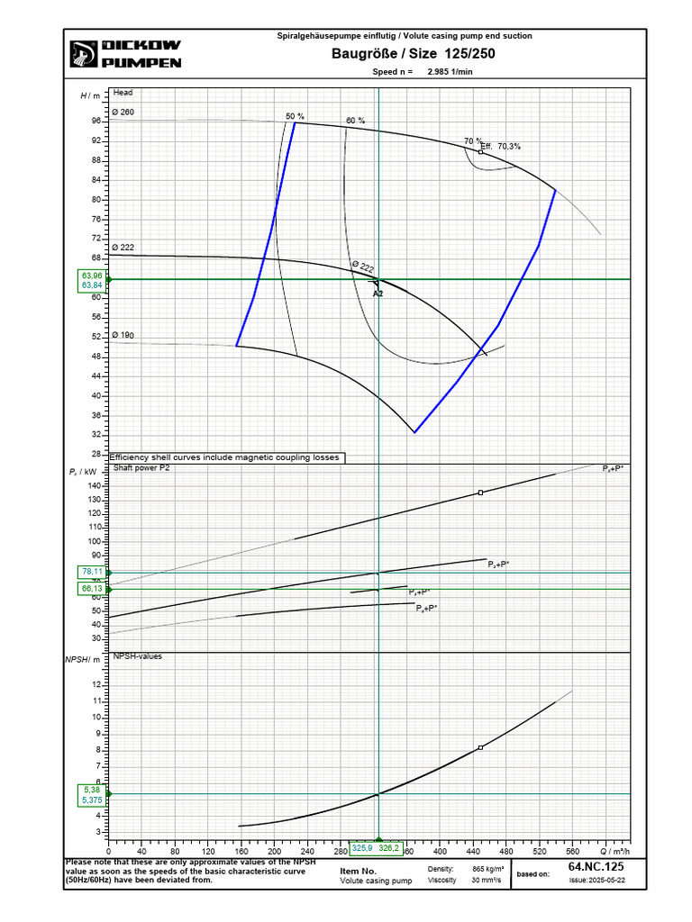 Volute Casing Pump Specifications | PDF | Gases | Dynamics (Mechanics)