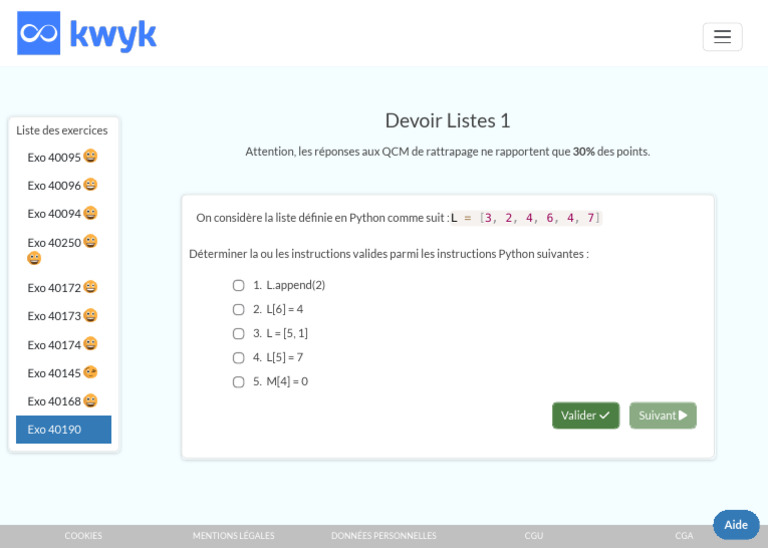 Exercices Python sur les listes | PDF
