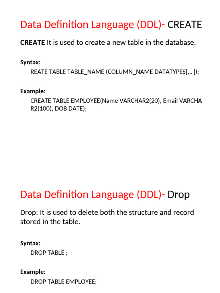 Data Definition Language | PDF