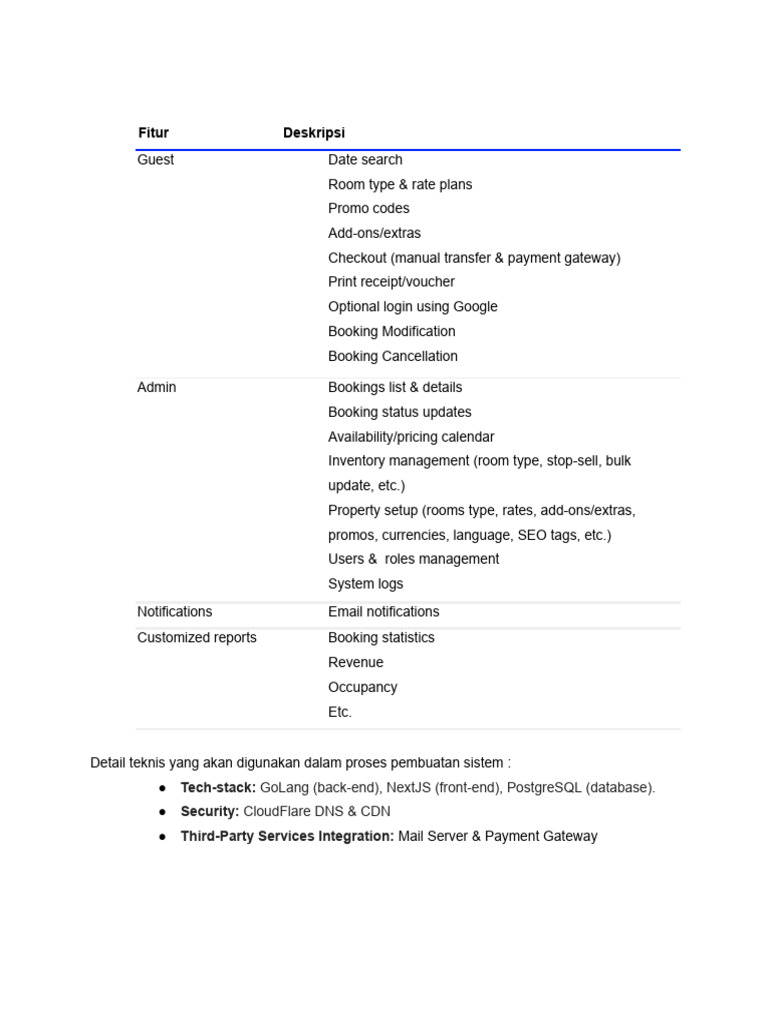 Hotel Booking System Features Overview | PDF