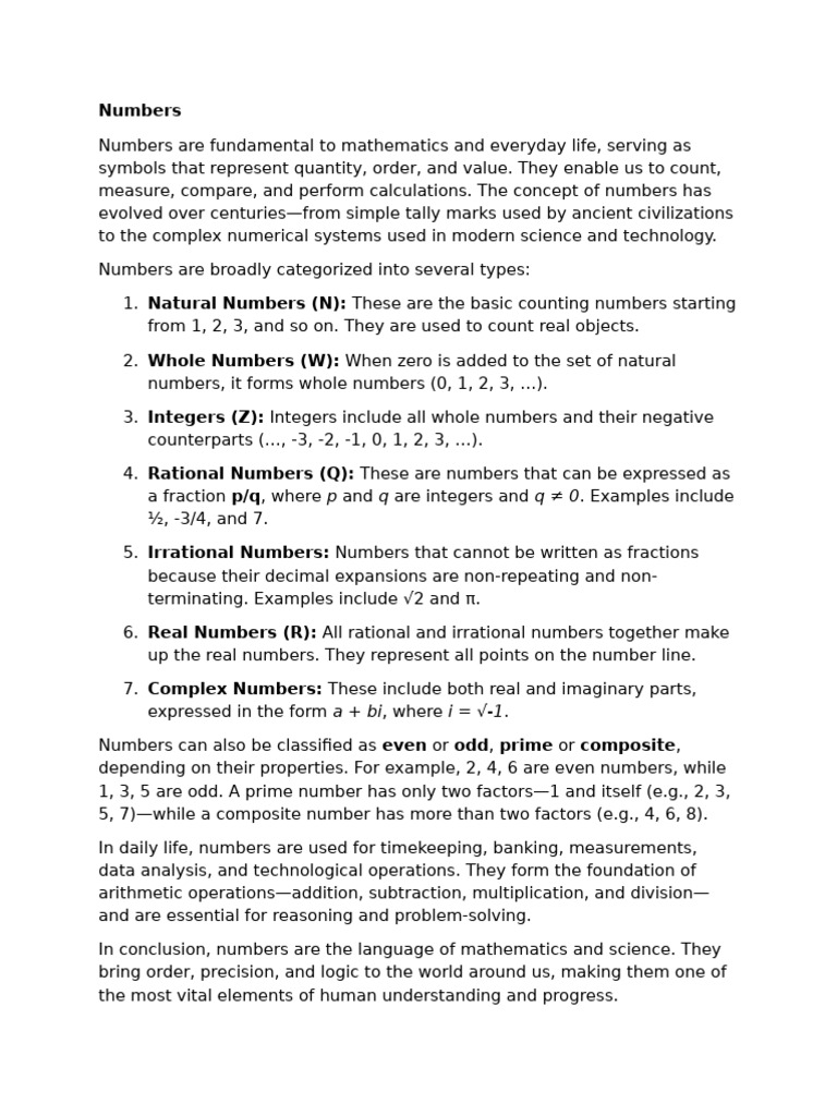 Understanding Types of Numbers in Math | PDF