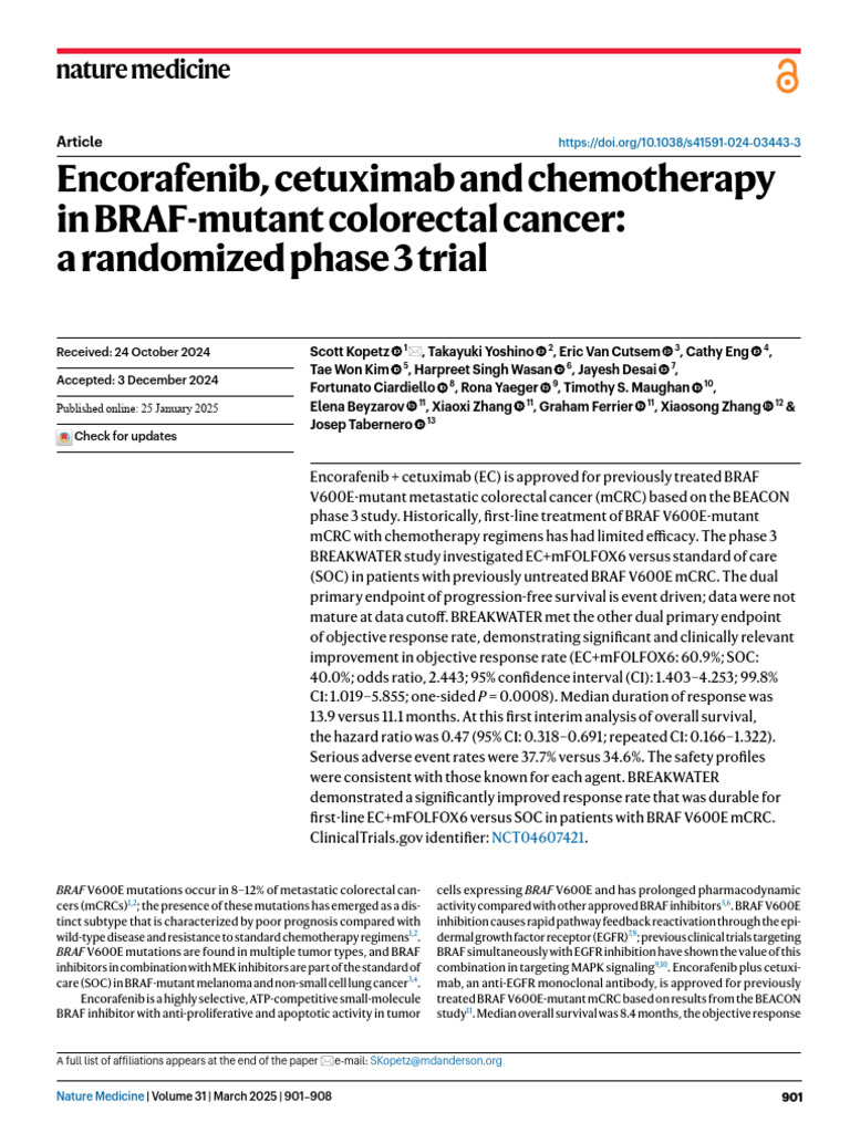 Encorafenib, Cetuximab and Chemotherapy 2025 | PDF | Epidermal Growth ...