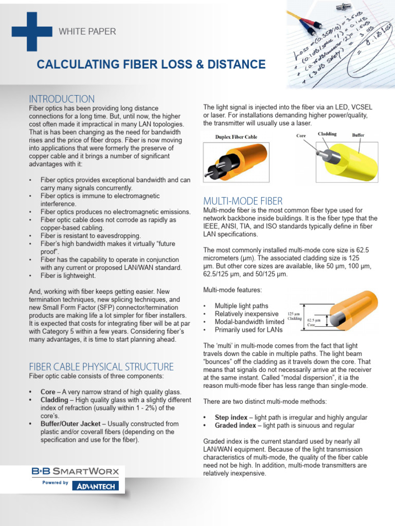 Acceptable Fiber Loss in dB/km | PDF | Optical Fiber | Decibel