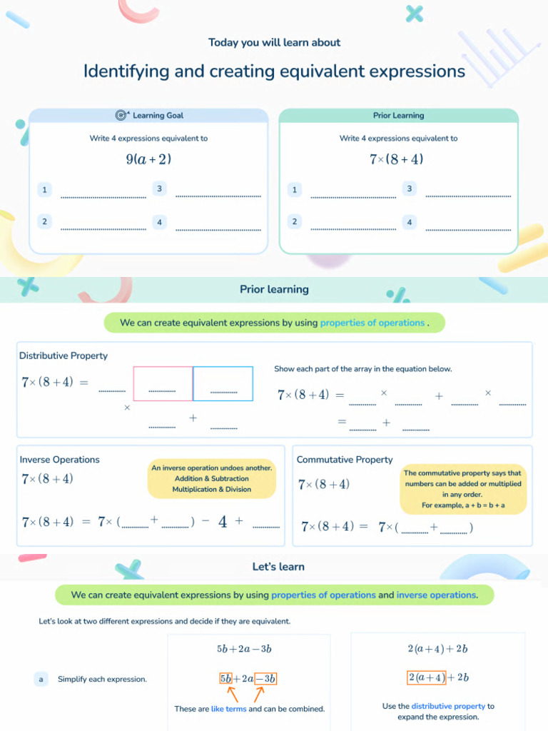 Identifying and Creating Equivalent Expressions | PDF