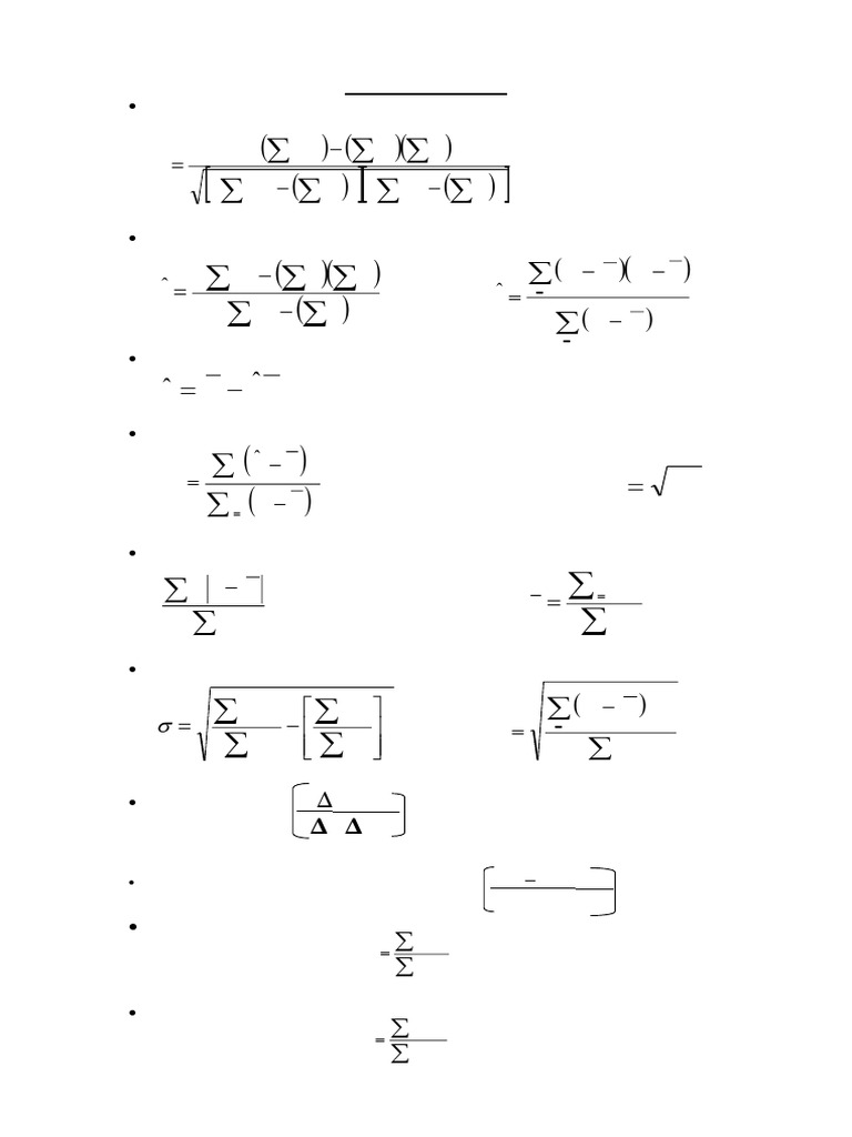 Statistical Formulas and Calculations | PDF | Median | Mean