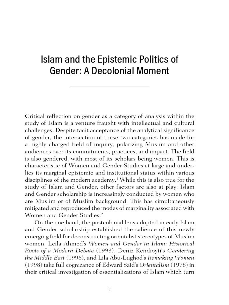 Gender Politics in Islamic Scholarship | PDF | Gender | Gender Studies