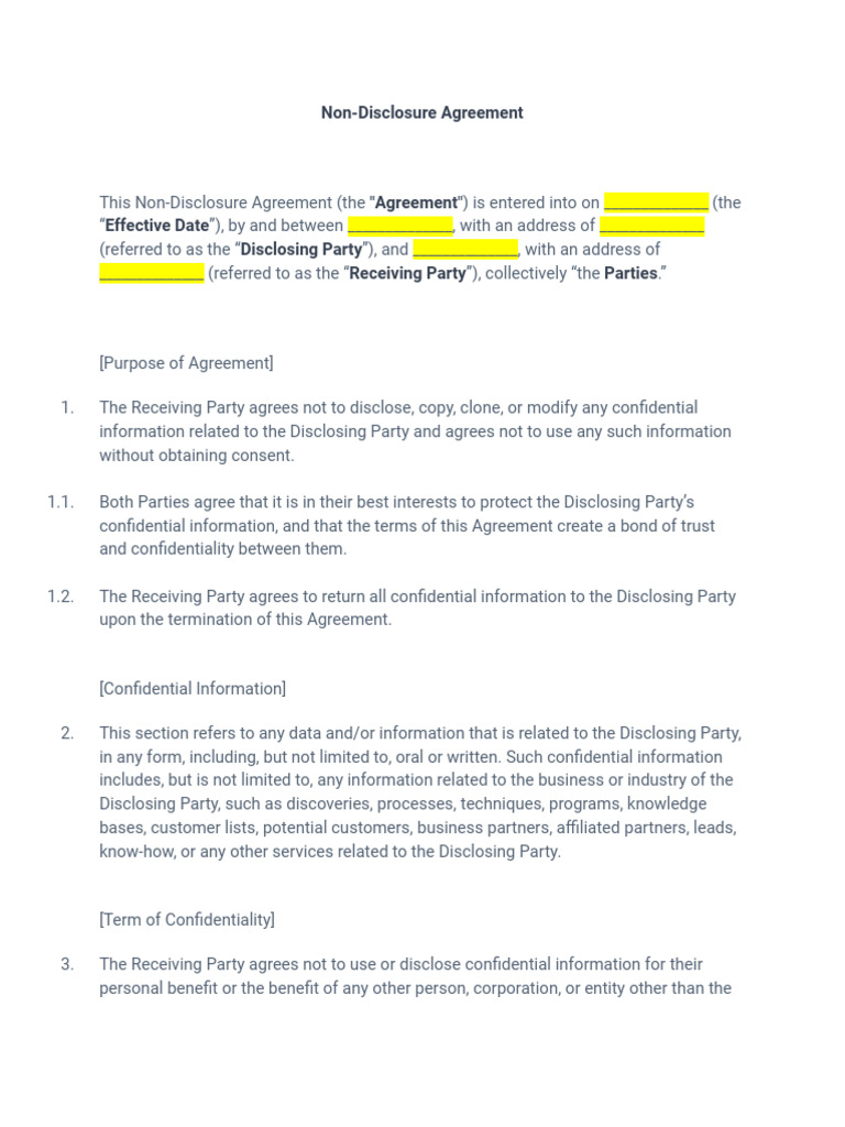 660d1bfb7c43622a597a4000_Non-Disclosure Agreement Nda Template Contract ...