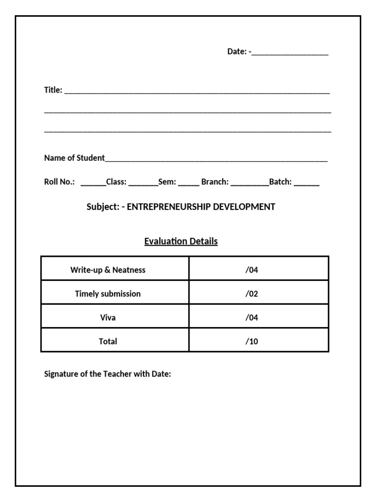 ED Report Front Page 10 Marks | PDF