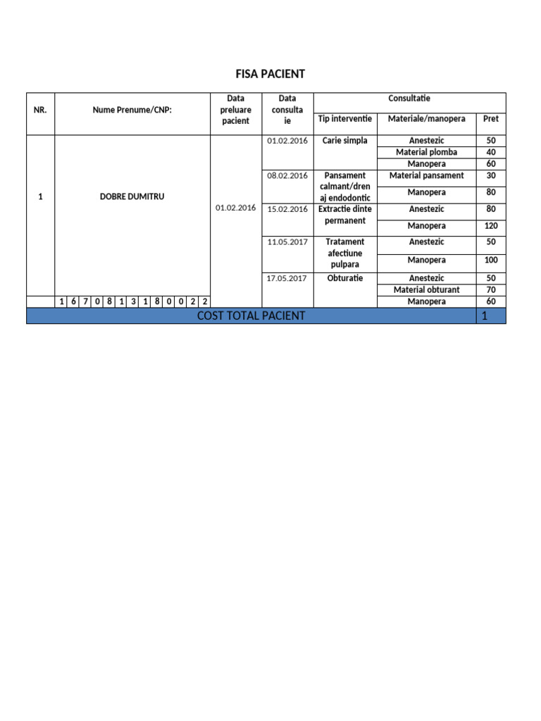 Fisa Pacient | PDF