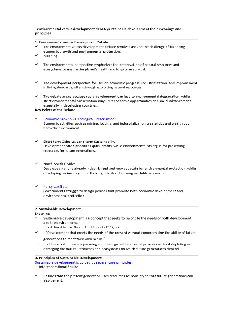 Balancing Environment and Development | PDF | Environmental Impact ...