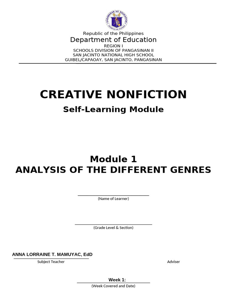 Literary Genres Analysis Module | PDF | Poetry | Genre