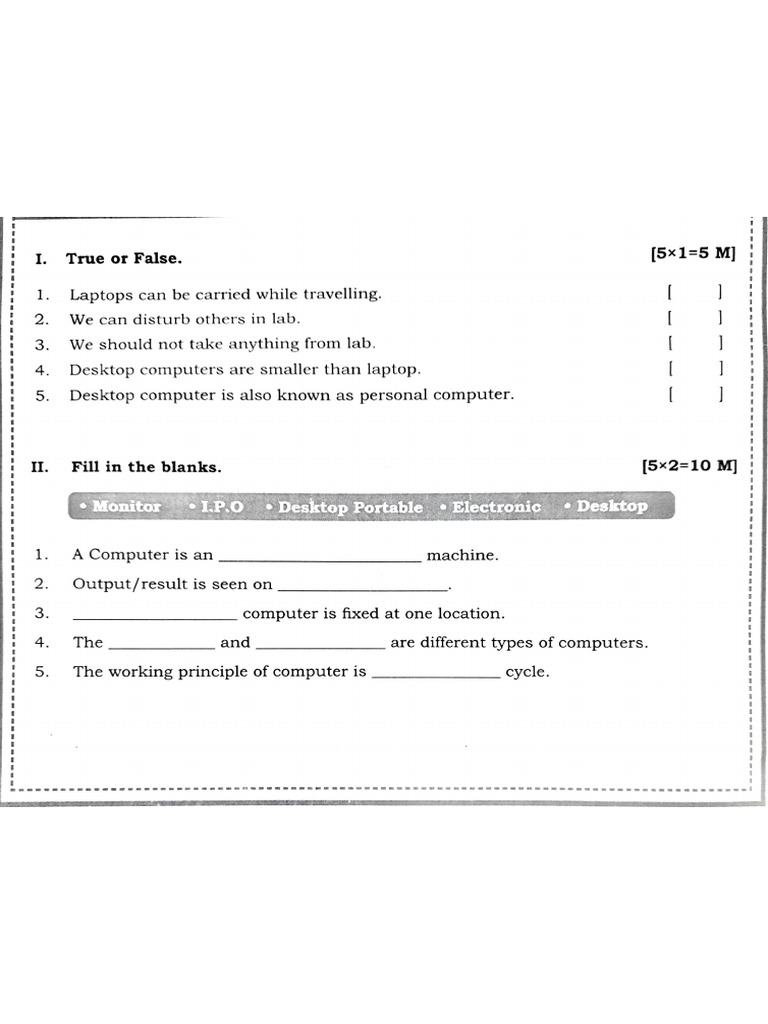 Grade 2 ICT Worksheet For Mid Term Assessment | PDF