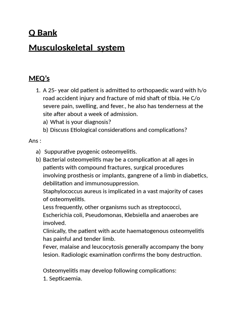 Musculoskeletal Disorders Q&A Guide | PDF | Bone | Gout
