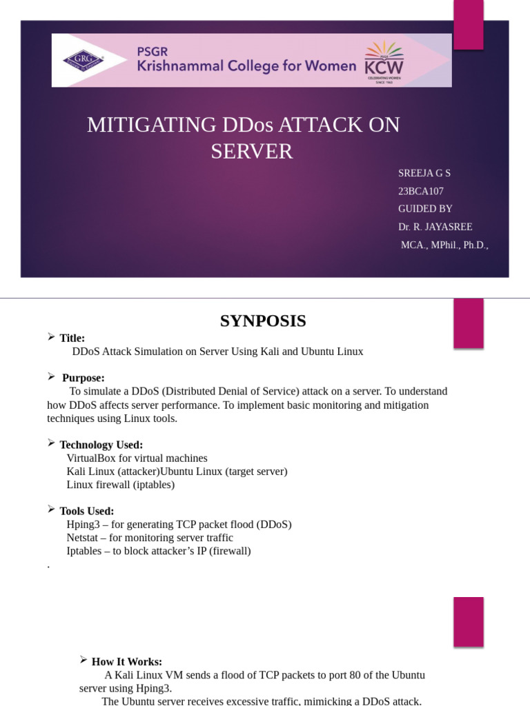DDoS Attack Simulation on Linux Server | PDF | Denial Of Service Attack ...
