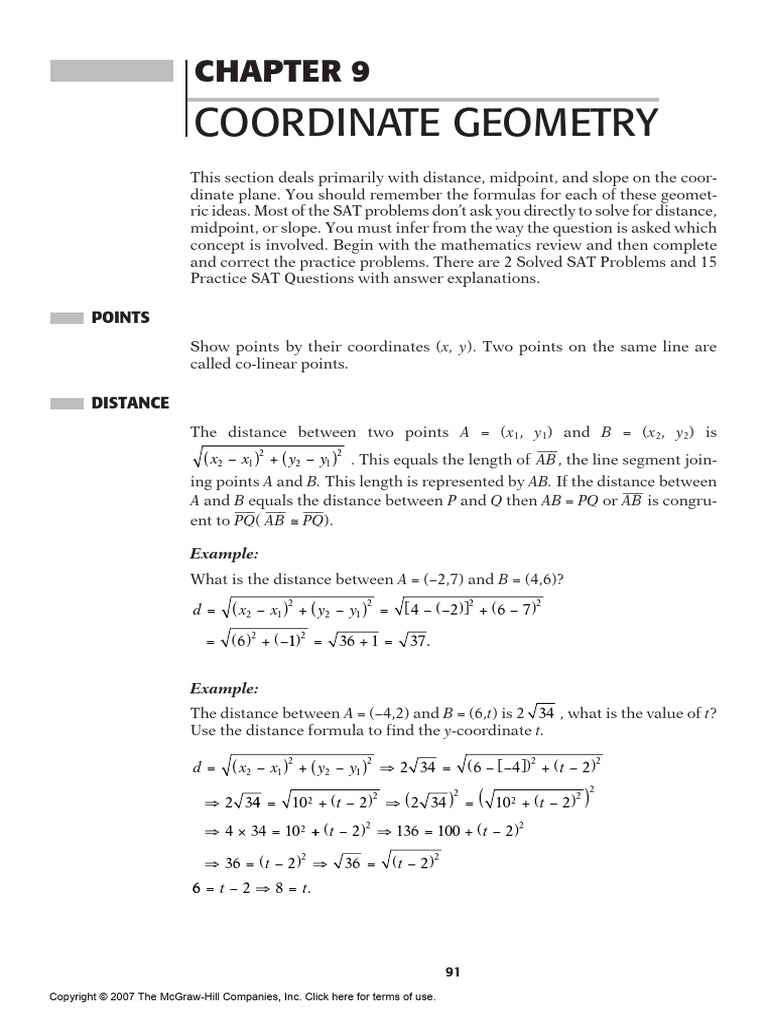 Coordinate Geometry for SAT Prep | PDF | Distance | Slope