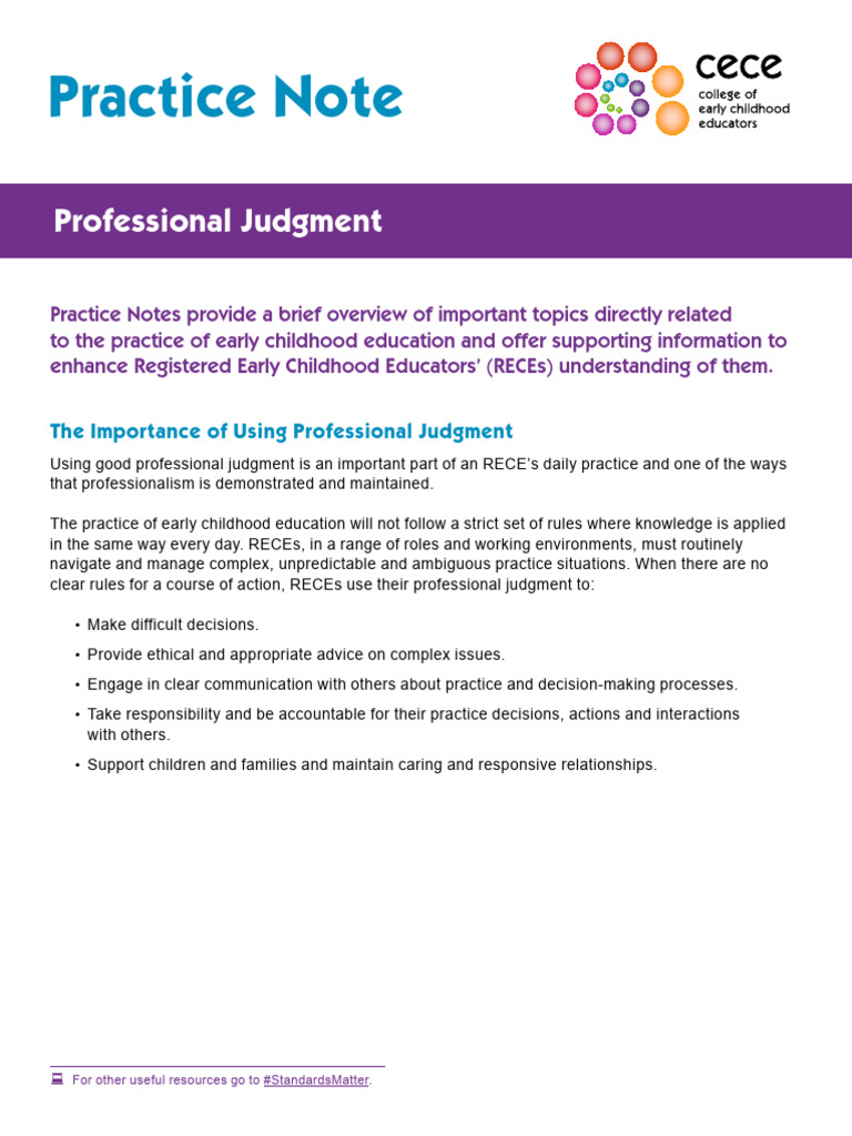 Professional Judgment in Early Education | PDF | Reflective Practice ...