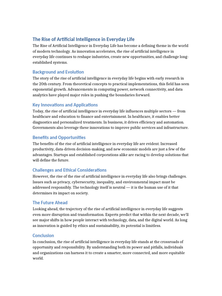 AI's Impact on Daily Life and Society | PDF | Artificial Intelligence ...