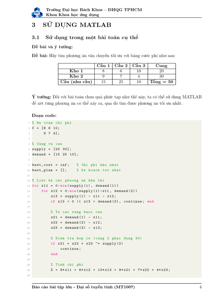 BTL Đại số tuyến tính Code | PDF
